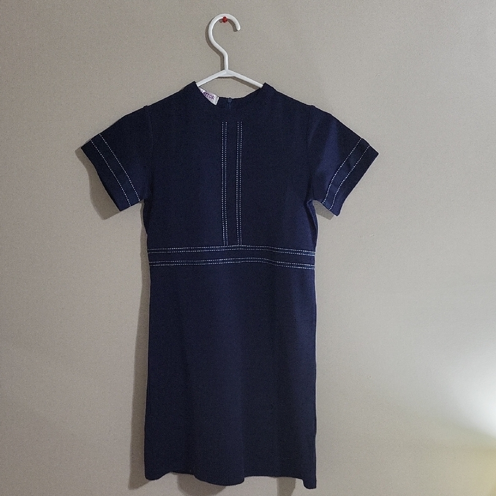 Navy Blue Short Sleeve Dress